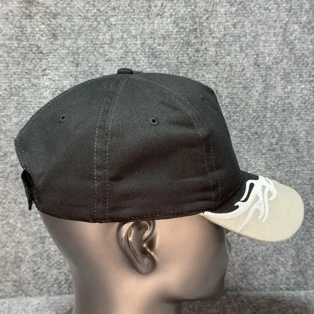 Kenworth Trucking Black Retro StrapBack Hat OSFA Cap Flame Graphic Embroidery
